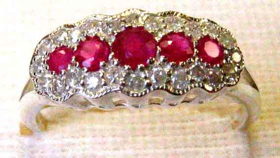 Stunning - Sterling Silver  Genuine Rubies and  Diamonds  Ring