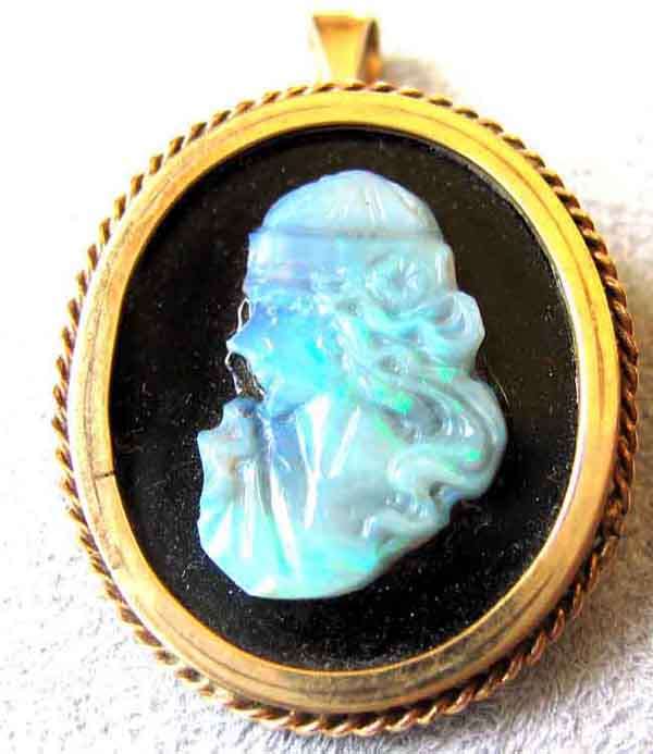 Hand made 9ct Solid Gold and Genuine Australian Opal " Cameo'' Pendant & Brooch
