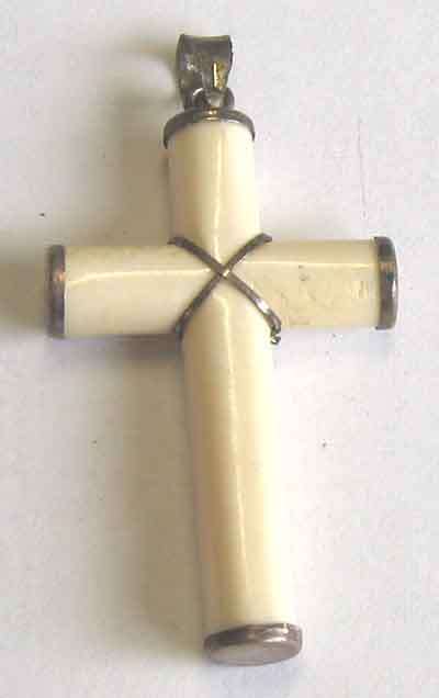 Sterling Silver and Ivory Pendant / cross.
