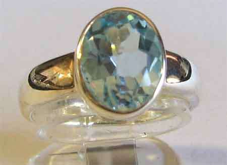 SOLID STERLING SILVER AND GENUINE SKY BLUE TOPAZ RING