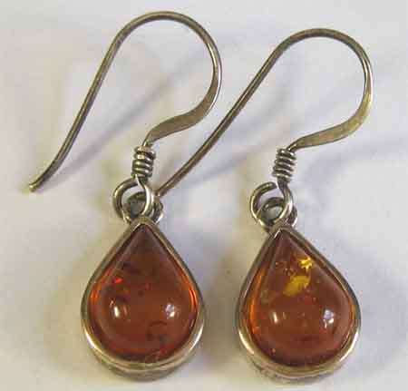 Elegant, A pair of Sterling Silver and Amber Earrings.
