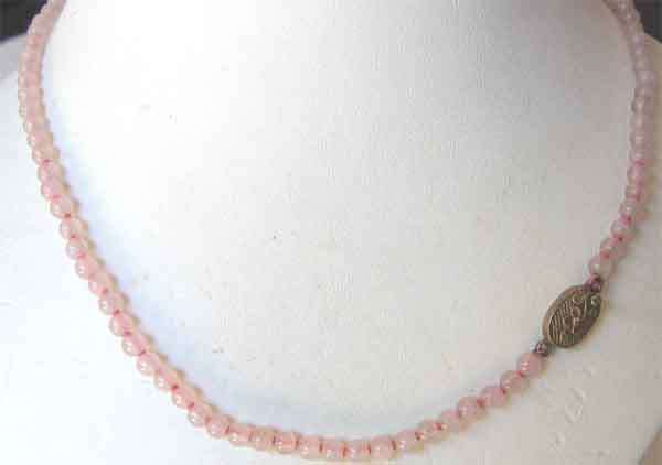 Pink Quartz Necklace with Silver clasp