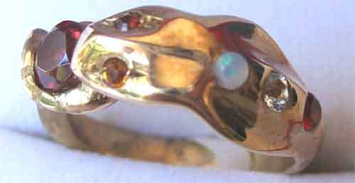 Design Ring - 9ct Solid Yellow Gold with Genuine Garnet, Citrine, Opal and Aquamarine  Ring.