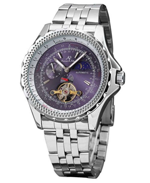*Genuine* Kronen&Söhne Tourbillion Stainless Steel Moon Phase Automatic Mechanical Men's Sport Watch