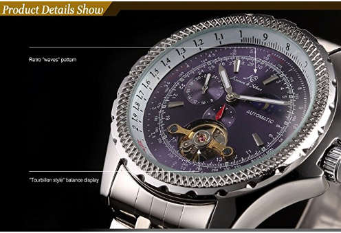 *Genuine* Kronen&Söhne Tourbillion Stainless Steel Moon Phase Automatic Mechanical Men's Sport Watch