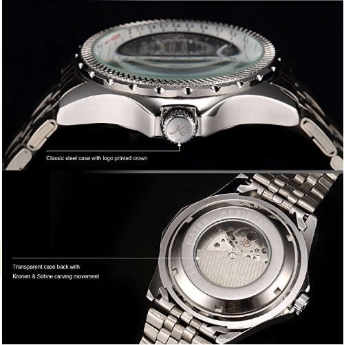 *Genuine* Kronen&Söhne Tourbillion Stainless Steel Moon Phase Automatic Mechanical Men's Sport Watch