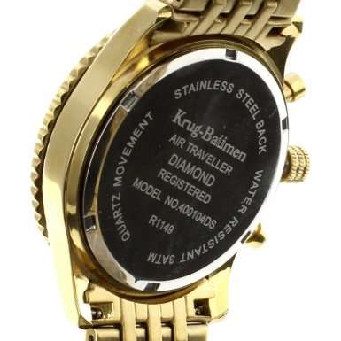 **RRP R7,999**KRUG BAUMEN® AIR TRAVELLER BLUE DIAL CHRONOGRAPH WATCH W/ 8X GENUINE DIAMONDS