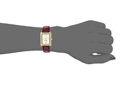LATE ENTRY GENUINE I NINE WEST® WOMEN GOLD-TONE & BURGUNDY CROCO-GRAIN STRAP WATCH W/  BOX & MANUAL