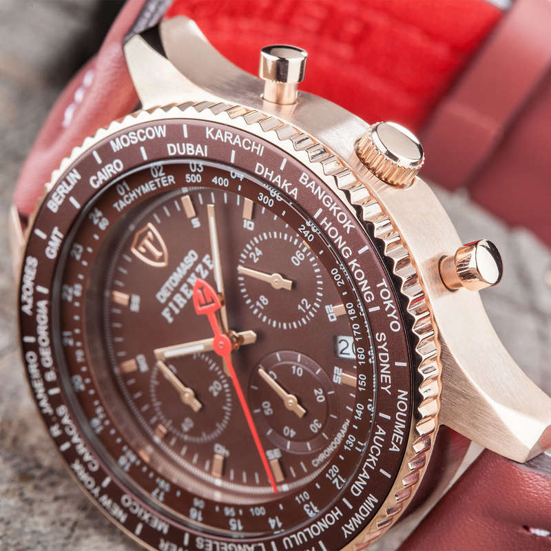 I RRP R7,499.99 I DETOMASO® MEN'S FIRENZE CHRONOGRAPH ANALOG DISPLAY JAPANESE QUARTZ RED  WATCH