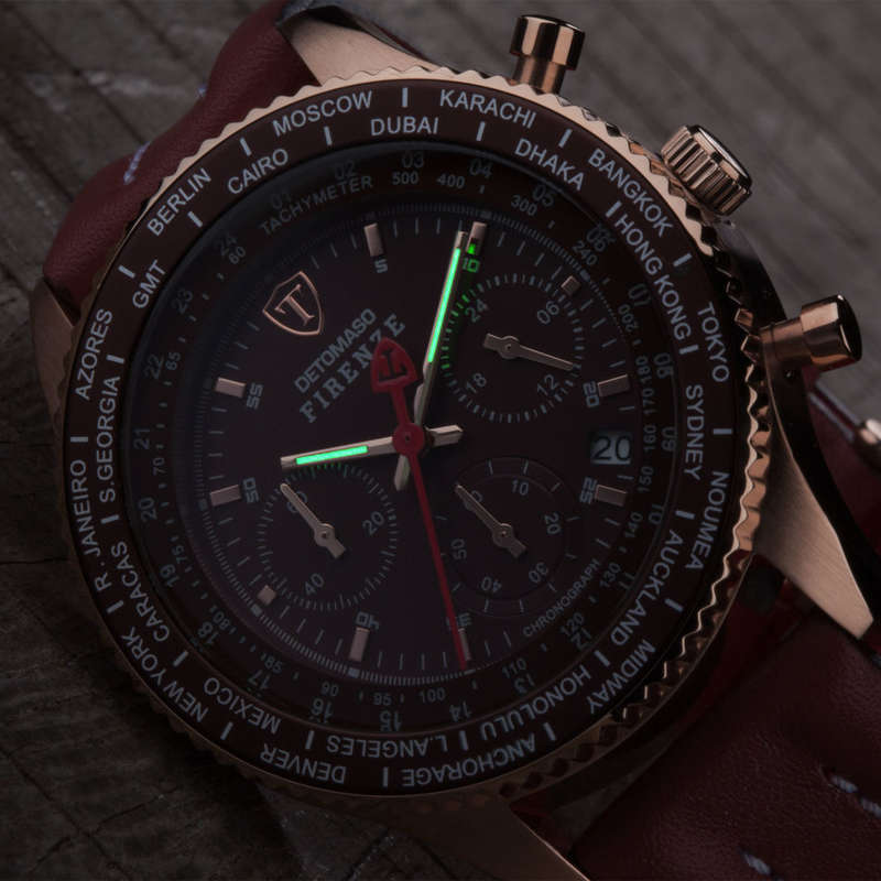 I RRP R7,499.99 I DETOMASO® MEN'S FIRENZE CHRONOGRAPH ANALOG DISPLAY JAPANESE QUARTZ RED  WATCH