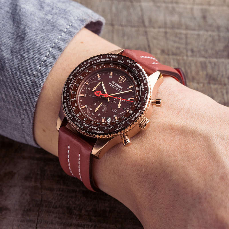 I RRP R7,499.99 I DETOMASO® MEN'S FIRENZE CHRONOGRAPH ANALOG DISPLAY JAPANESE QUARTZ RED  WATCH