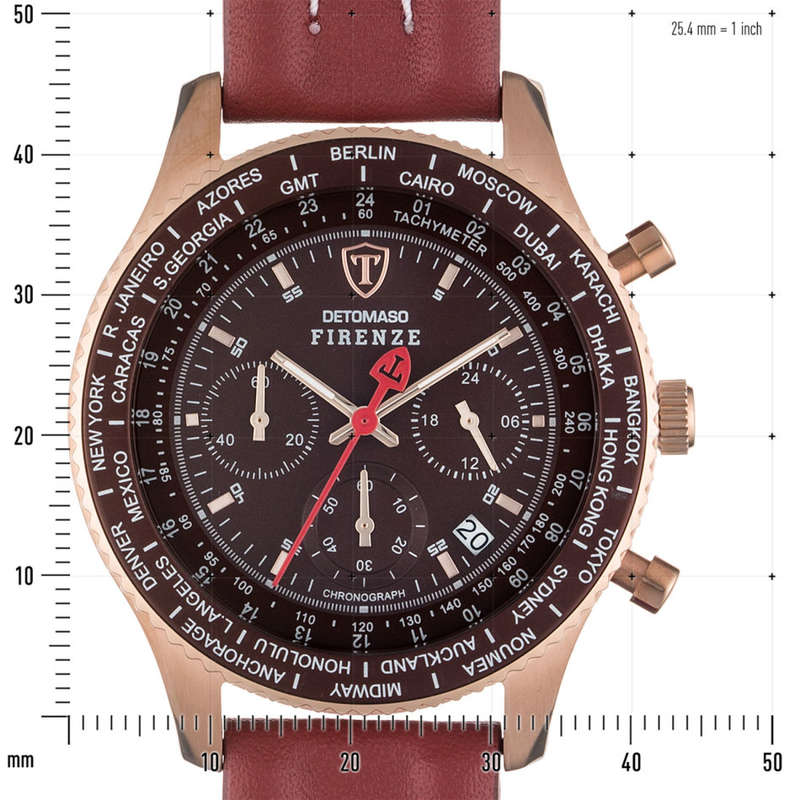 I RRP R7,499.99 I DETOMASO® MEN'S FIRENZE CHRONOGRAPH ANALOG DISPLAY JAPANESE QUARTZ RED  WATCH