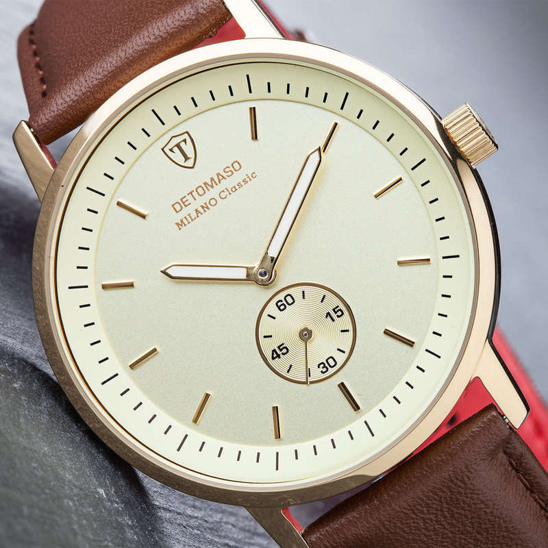 *RRP R7,499.99 I DETOMASO® MILANO CLASSIC MEN'S STAINLESS STEEL WATCH W/ QUICK RELEASE LEATHER STRAP