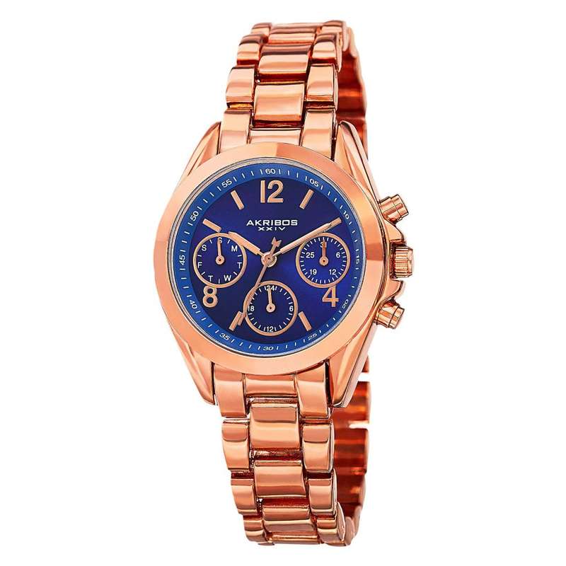 -I LATE ENTRY I- AKRIBOS XXIV® WOMEN'S  TWO TONE SWISS QUARTZ WATCH W/ BOX & MANUAL