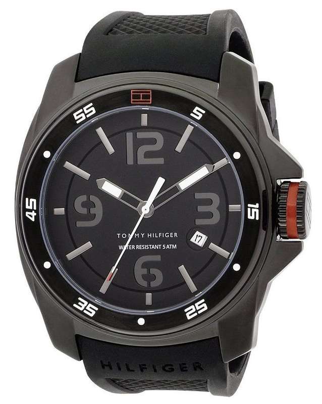**AUTHENTIC**TOMMY HILFIGER® MENS COOL BLACK SPORT WATCH