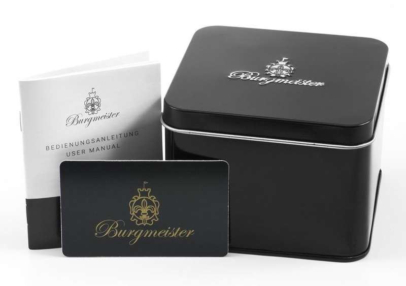 RRP R6734.29 I- BURGMEISTER®  STOP WATCH FUNCTION, 24H DISPLAY, TACHYMETER-DISPLAY  BLACK LEATHER
