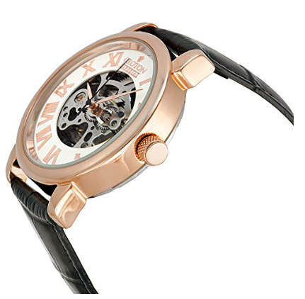 RRP R5180.58 I- CROTON®  MEN'S IMPERIAL ROSE GOLD TONE SKELETON AUTOMATIC LEATHER WATCH