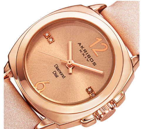 -I LATE ENTRY I- 2 X AKRIBOS XXIV® WOMEN'S ANALOG DISPLAY SWISS QUARTZ ROSE TONE WATCH SET