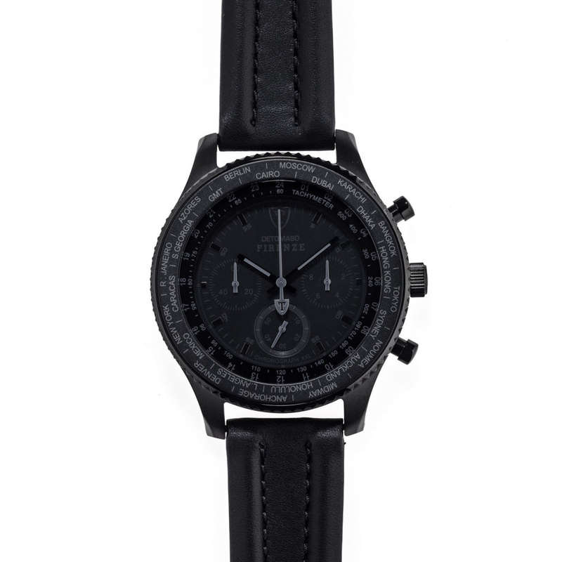 LATE ENTRY - READY TO SHIP I DETOMASO Firenze Black XXL Chronograph Mens Watch Black Stainless Steel
