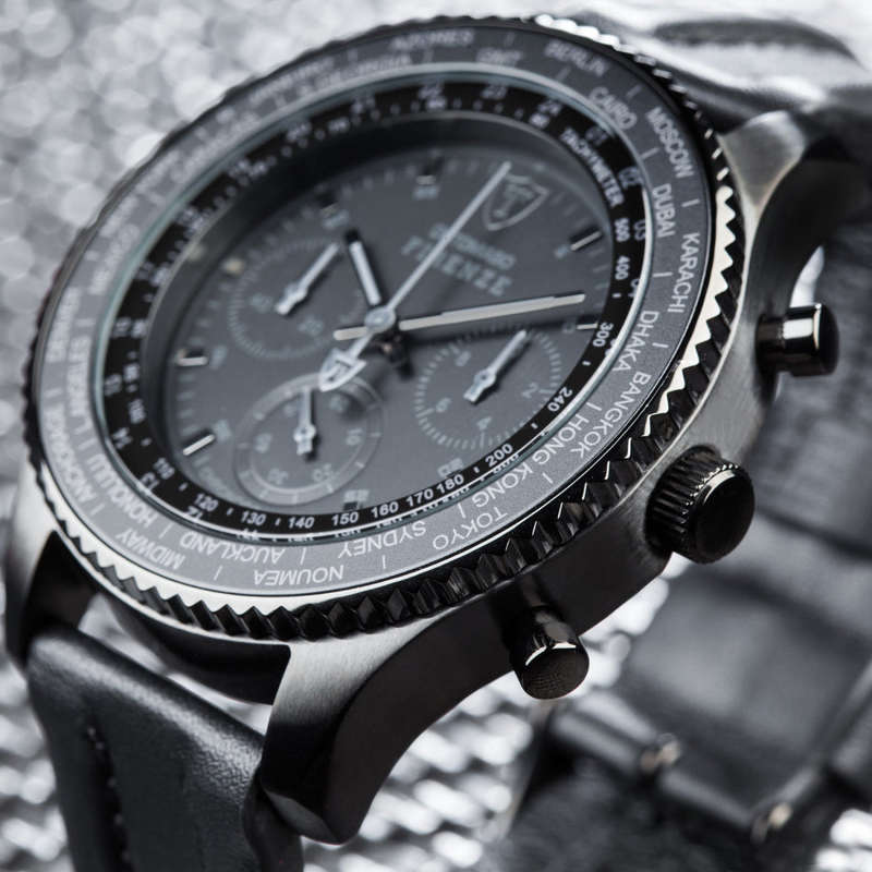 LATE ENTRY - READY TO SHIP I DETOMASO Firenze Black XXL Chronograph Mens Watch Black Stainless Steel