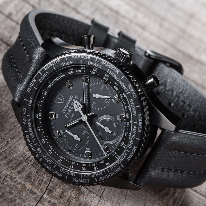 LIMITED EDITION I DETOMASO  FIRENZE  BLACK DIAMONDS EDITION  CHRONOGRAPH WATCH