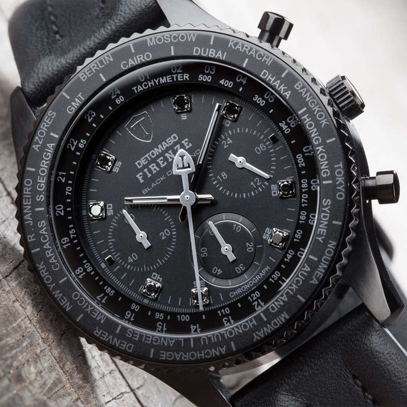 LIMITED EDITION I DETOMASO  FIRENZE  BLACK DIAMONDS EDITION  CHRONOGRAPH WATCH