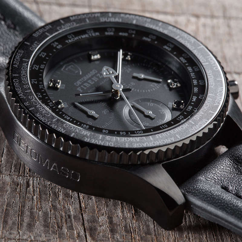 LIMITED EDITION I DETOMASO  FIRENZE  BLACK DIAMONDS EDITION  CHRONOGRAPH WATCH
