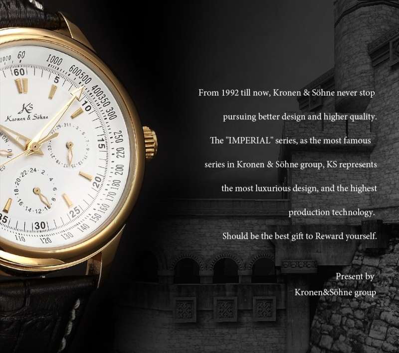 -I GENUINE I- KRONEN&SÖHNEAutomatic Mechanical Wrist Watch SPORT Leather Analog Date Day