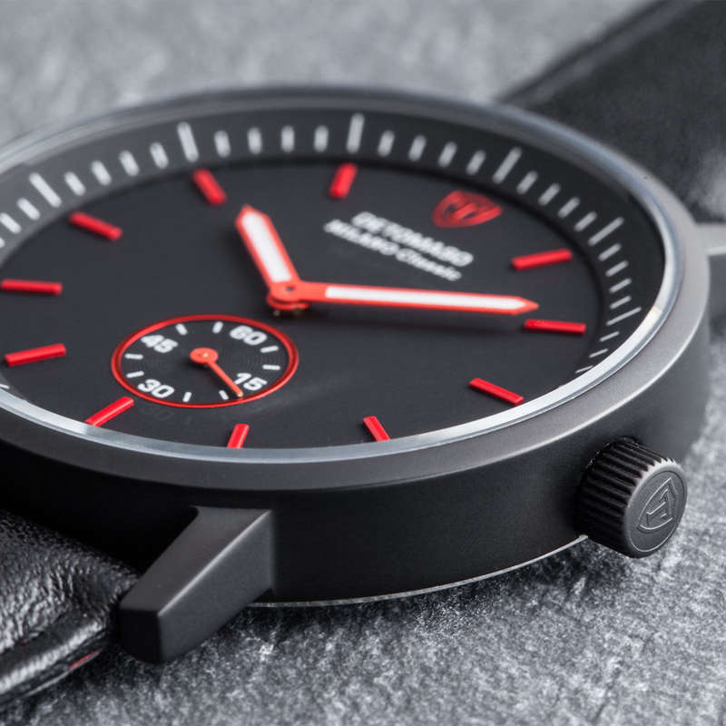 -I LATE ENTRY I- DETOMASO® MILANO CLASSIC MEN'S STAINLESS STEEL WATCH W/ QUICK RELEASE LEATHER STRAP