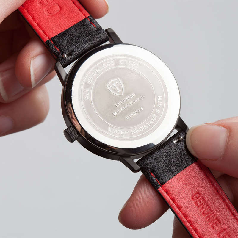 -I LATE ENTRY I- DETOMASO® MILANO CLASSIC MEN'S STAINLESS STEEL WATCH W/ QUICK RELEASE LEATHER STRAP