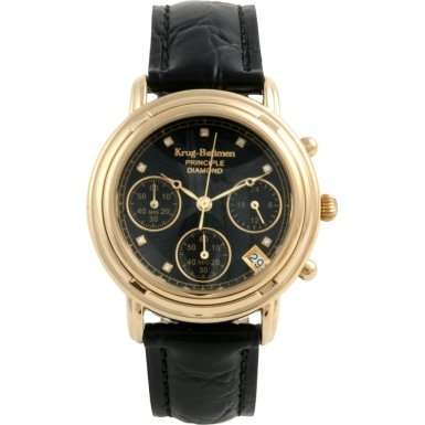 **RRP R14,000** KRUG BAÜMEN LADIES PRINCIPLE DIAMOND BLACK CHRONOGRAPH WATCH W/ 8X GENUINE DIAMONDS