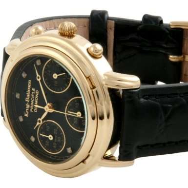**RRP R14,000** KRUG BAÜMEN LADIES PRINCIPLE DIAMOND BLACK CHRONOGRAPH WATCH W/ 8X GENUINE DIAMONDS
