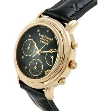 **RRP R14,000** KRUG BAÜMEN LADIES PRINCIPLE DIAMOND BLACK CHRONOGRAPH WATCH W/ 8X GENUINE DIAMONDS