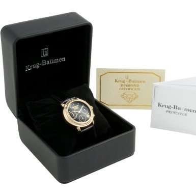 **RRP R14,000** KRUG BAÜMEN LADIES PRINCIPLE DIAMOND BLACK CHRONOGRAPH WATCH W/ 8X GENUINE DIAMONDS