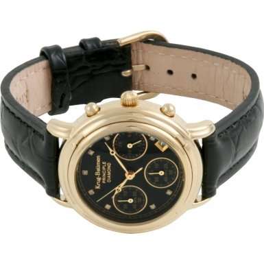 **RRP R14,000** KRUG BAÜMEN LADIES PRINCIPLE DIAMOND BLACK CHRONOGRAPH WATCH W/ 8X GENUINE DIAMONDS