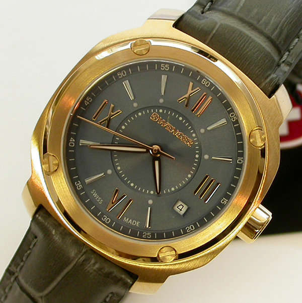 SWISS MILITARY I WENGER I GRAY DIAL 33MM ROSE GP/SS 100M WR EDGE  STRAP WATCH- 3 YEAR WARRANTY