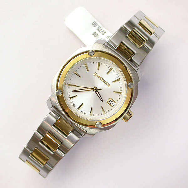 $275 SWISS MILITARY I WENGER I SILVER DIAL 33MM GP/SS TT 100M WR EDGE WATCH- 3 YEAR WARRANTY