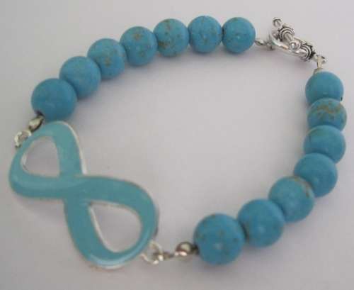 Turquoise coloured infinity bracelet