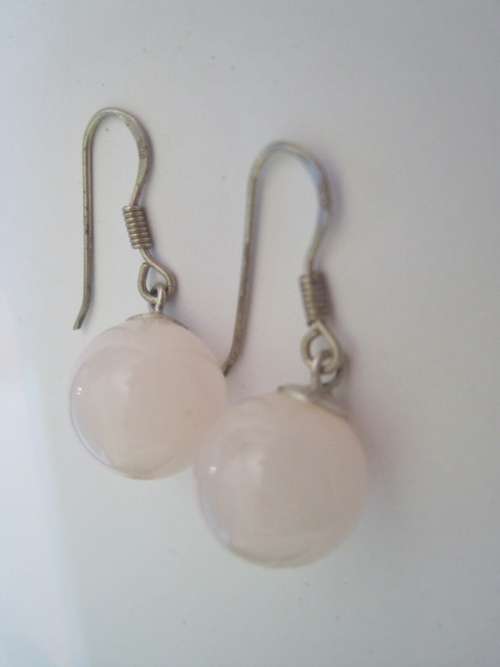 Rose Quartz and 925 silver earrings