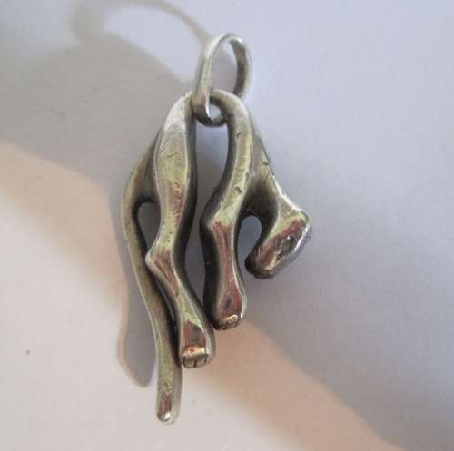Awesome heavy silver slouching leopard pendant