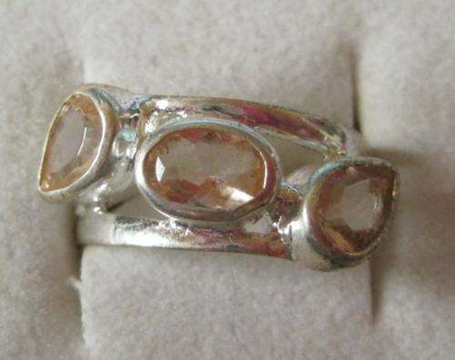 Triple stone Morganite ring, in 925 silver! #8