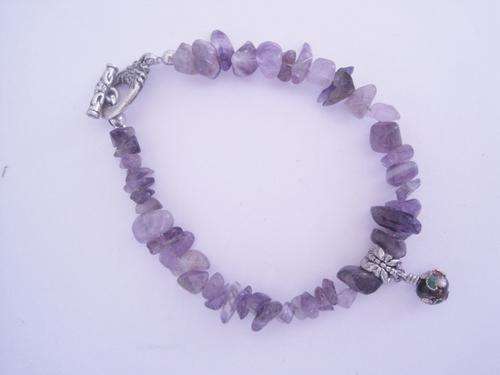 Amethyst bracelet with Cloisonne charm!