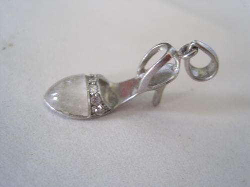 Really Sweet! High heeled shoe with crystals and quartz, in 925 silver !!!