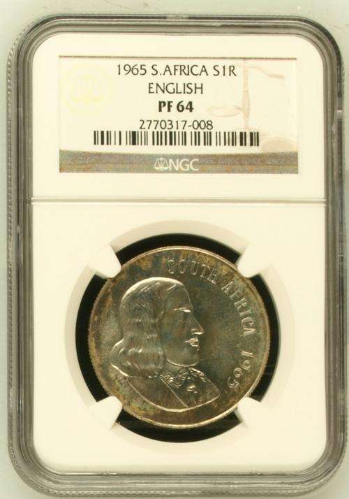 1965 South Africa Silver 1 Rand NGC PF 64