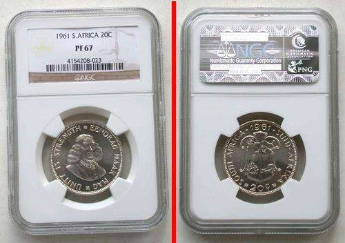 1961 South Africa 20c NGC PF67