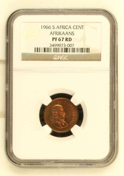 1966 South Africa One Cent NGC PF67 Red