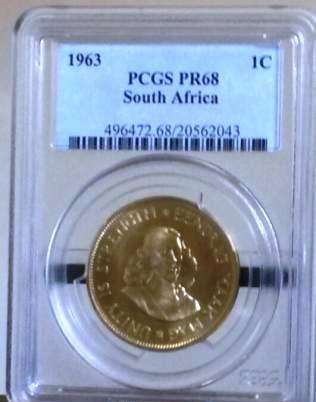1963 South Africa 1Cent PCGS Proof 68