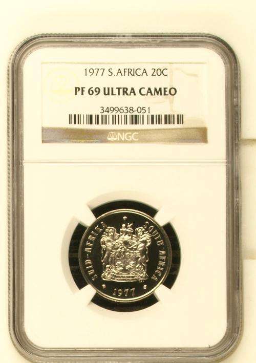 1977 South Africa 20 Cents NGC PF69 Ultra Cameo