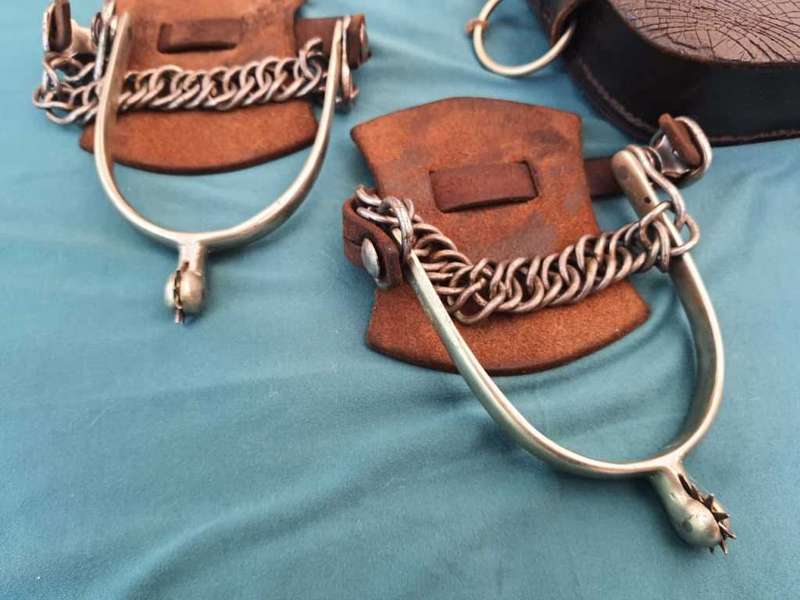 Diamond Fields Horse spur pouch, spurs and buttons
