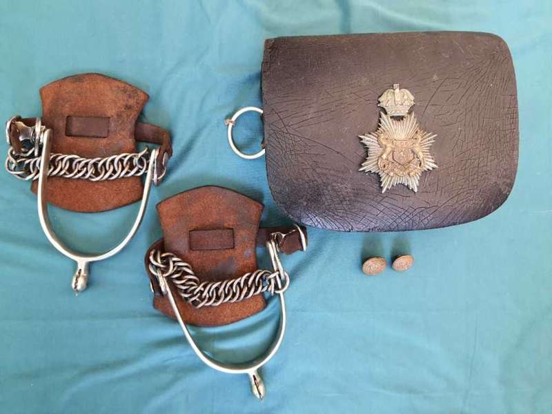 Diamond Fields Horse spur pouch, spurs and buttons